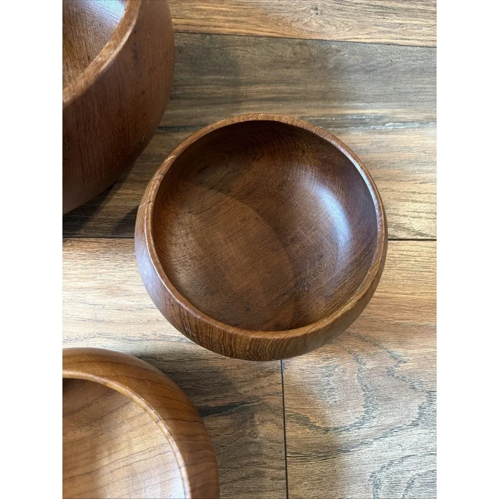 Vtg 60s Gailstyn-Sutton Teak Wood 5pc Set Thailand Salad & Serving Bowls MCM